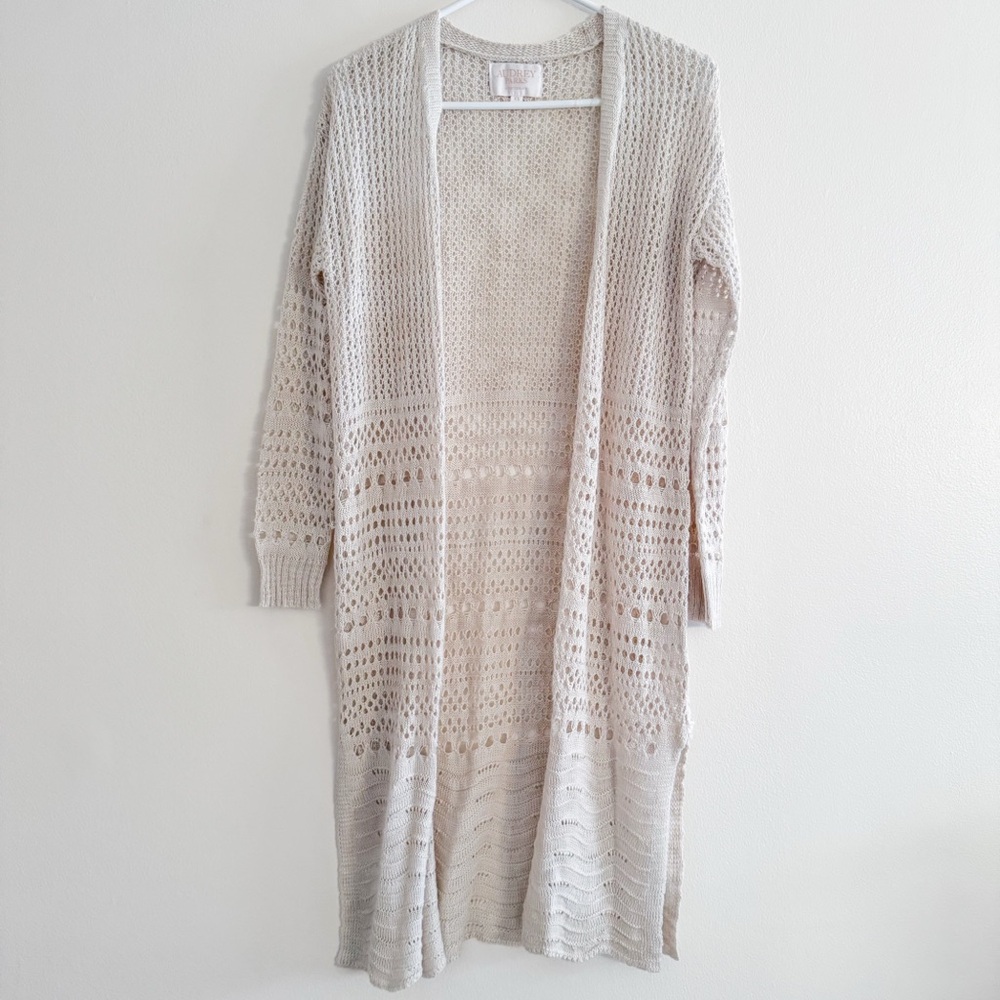 Francescas Open Crocheted Duster Long Cardigan